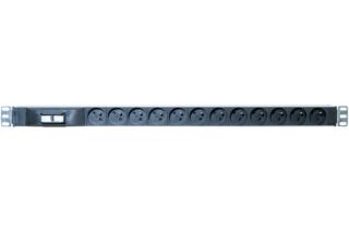 Multiprise rackable 19" verticale 0 U 12 prises + disjoncteur